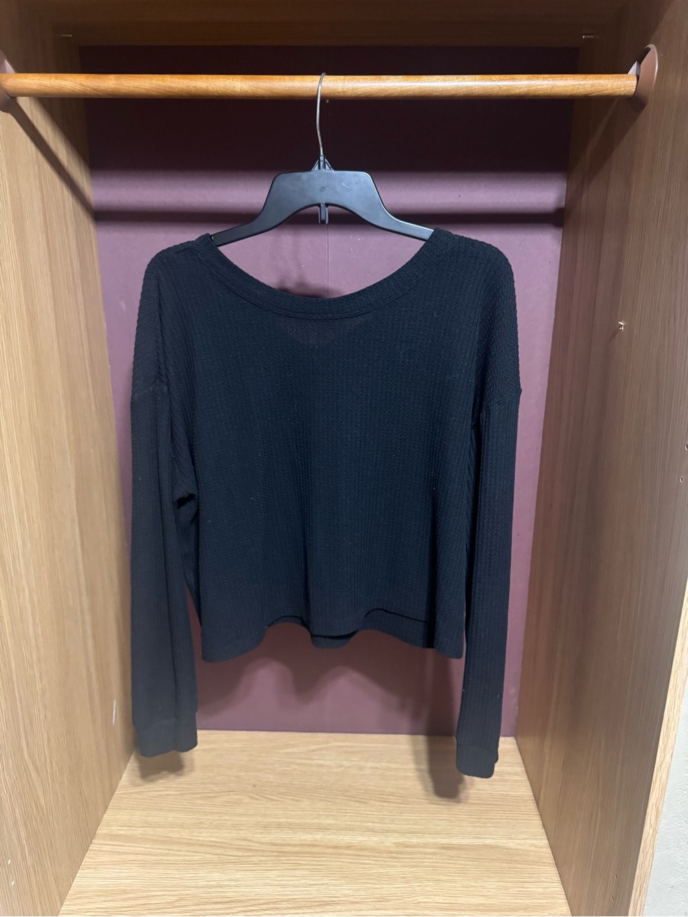 Aeropostale Black Waffle Knit Long Sleeve Sweater Top Size XL